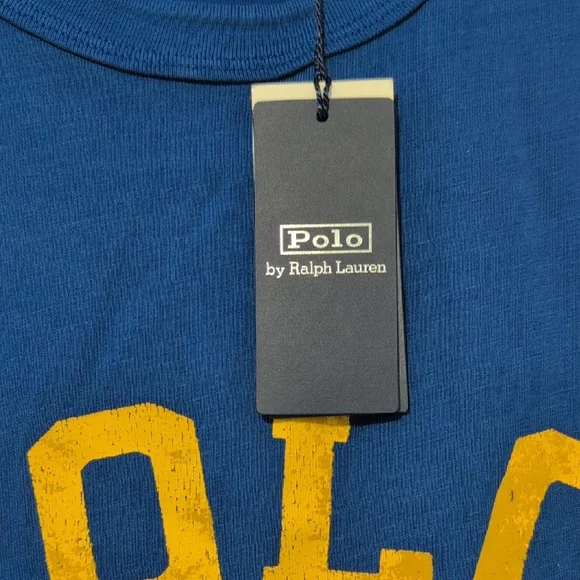 Polo by Ralph Lauren Navy Tee with Yellow Design - Picture 3 of 16